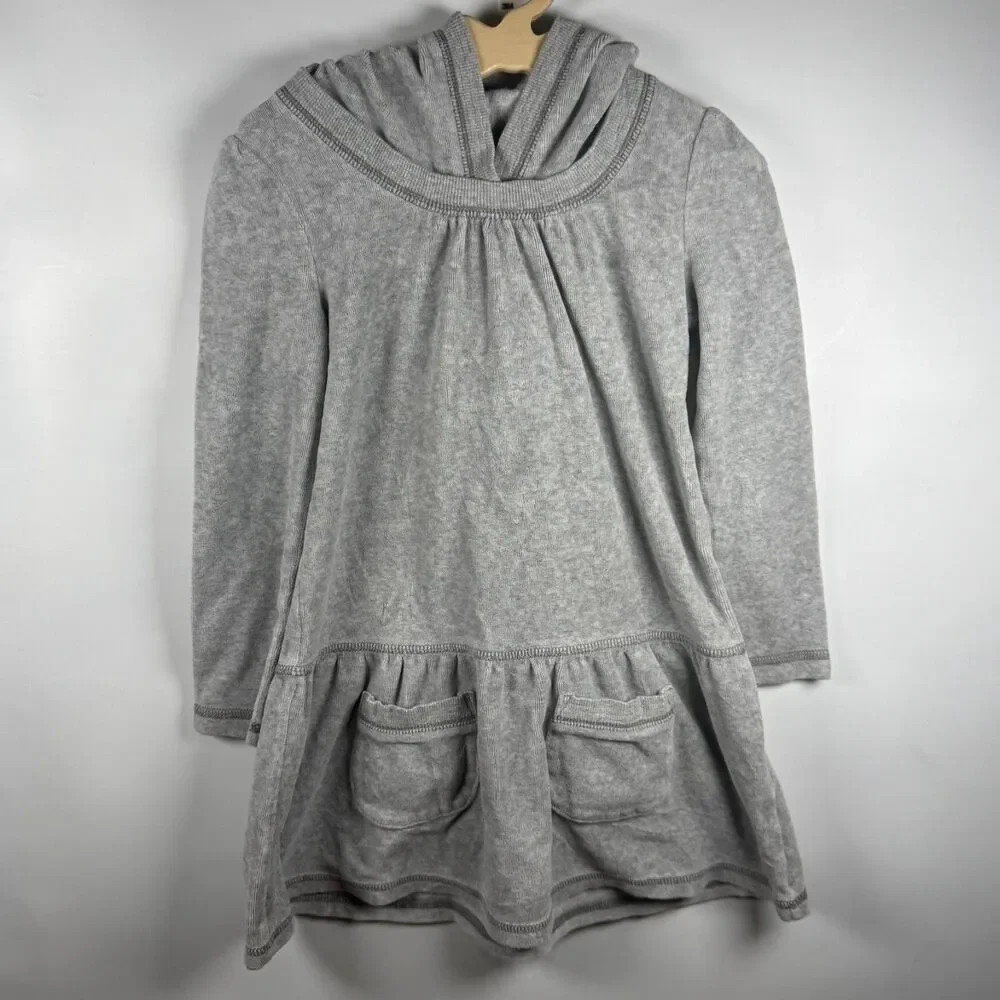 Gap Kids Girls XSmall 4-5 Gray Long Sleeve Hooded TShirt Dress Sweatshirt Casual